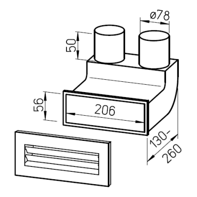 Grille murale inox pour plénum FRS-WBK 2-51